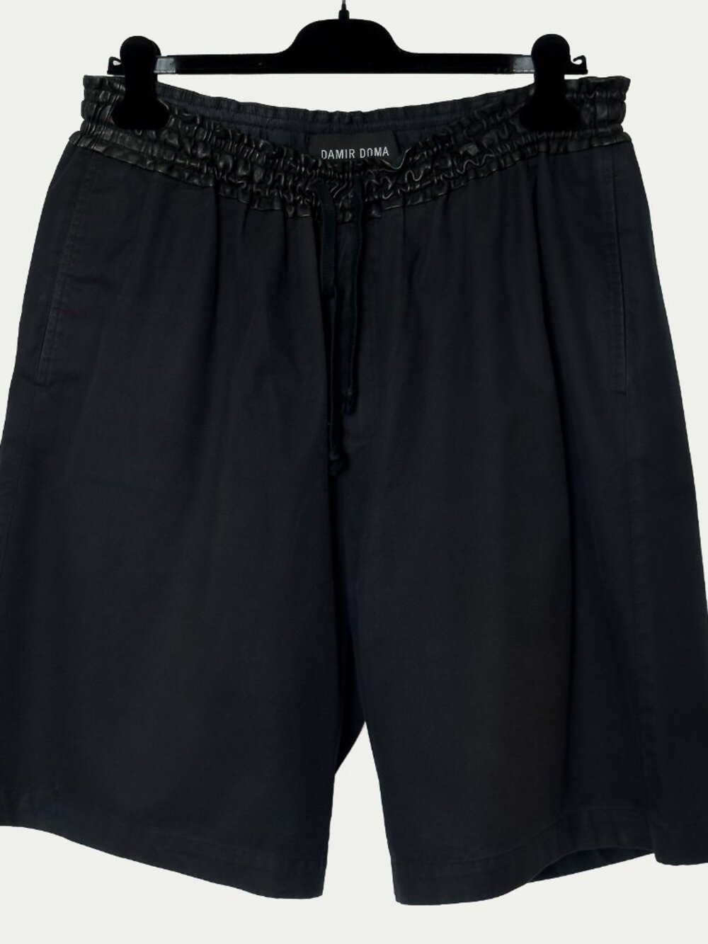 Damir Doma Lambskin Leather Waistband Shorts Washed Black 52